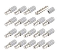 20 Pcs Shelf Support Pegs, 6mm*22mm Shelf Pins with Non-Slip Rubber Sleeves, Self Tapping Screws for Wood Glass Cupboard Cabinet Wardrobe Closet Shelf - Straight Bar