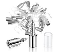 20 Pcs Shelf Support Pegs Metal Shelf Pins with Non-Slip Sleeve Self-Tapping Screws Cabinet Laminate Support Cylindrical Pin Bracket Pegs Suitable for Kitchen Wardrobe Cupboards Cabinet