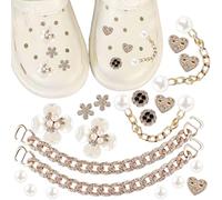 20 PCS Shoe Charms for Clog Shoes, Golden Croc Charms Bling, Stitch Croc Charms Shoe Decoration with Rhinestone Diamond Trend Designer Luxury Cute Jewelry for Women's Fashion Sneakers Girl Gifts