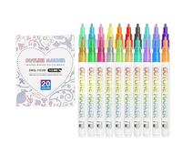 20 Pcs Silver Outline Marker Set Glitter Gel Double Pens For Scrapbooking Writing Journal Drawing Coloring Greeting Cards 10ml (One Size)