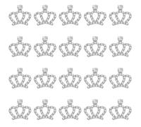 20 Pcs Silver Rhinestone Crown Embellishments, Mini Crystal Crowns Charms for Jewelry Making, 1.7cm DIY Craft Decorations for Phone Case Ladies Brooches Hat Gifts Wedding Party