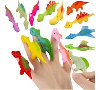 20 PCS Slingshot Dinosaur Finger Toys, TPR Material, Finger Dinosaurs Sling Shot that Stick to Walls, Slingshot Dinosaur Finger Action Figures, Funny Gag Gifts for Christmas (Random Color,20 PCS)