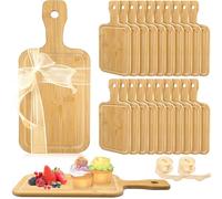 20 Pcs Small Bamboo Chopping Board Bulk, 28 x 13 cm Wooden Serving Tray for Wedding, Customized Blanks Charcuterie Boards with Ribbon for Laser Engrave Cutting Housewarming Gift