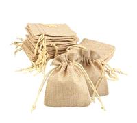 20 PCS Small Burlap Gift Bag with Drawstring 7x9 cm Hessian Resusable Mini lightweight Linen Burlap Bag Biodegradable Wedding Gift Bags for Party Birthday Advent Calendar Wedding Jewelry