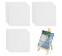 20 Pcs Small Canvases for Painting,Plain Canvas for Painting and Mini Easels Set,10x10cm Blank Mini Canvas and Easel SetCanvas Panels Boards for Acrylic Watercolor Tempera Artist + Small Easel Stand