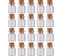 20 PCS Small Glass Bottles with Cork Lids, Mini Glass Bottles with Stoppers, Empty Spell Jars, Small Message Bottle, Tiny Wishing Bottle for DIY, Crafts, Decoration, Wedding, Party