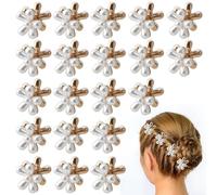 20 Pcs Small Mini Pearl Claw Clips with Flower Design, Cute Mini Tiny Little Flower Sweet Artificial Bangs Nonslip Hair Claw Clips Decorative Cute Hair Accessories for Women Girls Gift