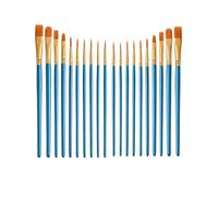 20 Pcs Small Paint Brushes for Craft，Flat Paint Brushes Set with Nylon Hair，Face Nail Art, Miniature Detailing & Rock Painting,Short Plastic Handle, for Starter, Teens, Adults, Artis（Blue)