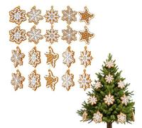 20 PCS Snowflakes Gingerbread Christmas Decorations, Cute Christmas Tree Decorations, Gingerbread Gold Ornaments, Suitable for Indoor Xmas Tree Gift Giving in Winter