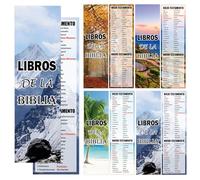 20 Pcs Spanish Books of The Bible Bookmarkers Reading Christian Religious Bible Guide Bookmarks Marcador en Español con Los Libros De La Biblia for Readers, Kids, Teens Home Classroom Office Supplies