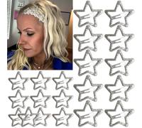 20 PCS Sparkling 1.22" and 1.65"Star Hair Clips Snap Star Hair Accessories Non Slip Star Clips for Girls Women Y2K Accessories Silver Metal Hair Clip Star Hair Barrettes Star Hair Clips Star Hair Clip