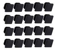 20 Pcs Square Black Plastic Tubing Plugs, Small Tubing Post End Caps for Square Tubing Chair Table Stool Leg, Furniture Legs Replacement Caps（20x20mm）