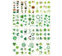 20 Pcs St. Patrick’s Day Shamrock Temporary Tattoos, Face Tattoo Stickers for Party Decorations, Irish Theme Face Paint & Accessories