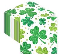 20 Pcs St Patrick's Day Green Shamrock Napkins, Lucky Green St Patrick's Day Disposable Serviettes, Irish Party Guest Napkins, Table Decorations Birthday Bar Cocktail Irish Celebration Party Supplies