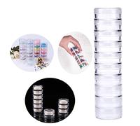 20 PCS Stackable Plastic Containers, 19x3.5cm/ 7.5X.5inClear Storage Box Round Organizer Jars for Beads, Buttons, DIY Art CraftJewelry Nail Accessory