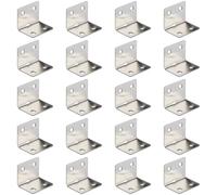 20 Pcs Stainless Steel Angle Brackets, 1.2 x 1.2 x 1.5 in / 31 x 31 x 37 mm L Shape Corner Bracket, 0.06 in / 1.5 mm Thick, 90 Degree Right Angle Bracket for Wood Furniture Cabinets