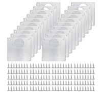 20 Pcs Stainless Steel Cabinet Hinge Repair Plates with 160 Screws. Flat Fixing Brackets to Mend Kitchen Cupboard Doors. (20)