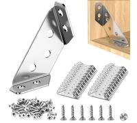 20 Pcs Stainless Steel Corner Connector,Corner Brackets for Wood,Triangle Angle Brackets, Furniture Corner Bracket with Screws,Triangle Support Fixed Corner Brace for Shelf Cabinet Table Desk