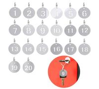20 Pcs Stainless Steel Numbered Tags with Key Rings, 1-20 Polished Metal Locker Tags for Keys, Gym, Dormitory, Pool & Cabinet, Durable Number Tags for Organisation