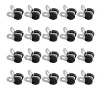 20 PCS Stainless Steel Rubber Cushioned R Shape Clamps,Cable Cleats Pipe Clips P Clip,Rubber Lined Conduit Clip Hose Clips, Mounting Hose Pipe Clamp,Metal Wire Cable Clamps for Cord,Wire,Tube (6mm)