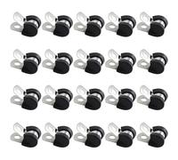 20 PCS Stainless Steel Rubber Cushioned R Shape Clamps,Cable Cleats Pipe Clips P Clip,Rubber Lined Conduit Clip Hose Clips, Mounting Hose Pipe Clamp,Metal Wire Cable Clamps for Cord,Wire,Tube (8mm)