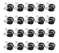 20 PCS Stainless Steel Rubber Cushioned R Shape Clamps,Cable Cleats Pipe Clips P Clip,Rubber Lined Conduit Clip Hose Clips, Mounting Hose Pipe Clamp,Metal Wire Cable Clamps for Cord,Wire,Tube (12mm)