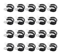 20 PCS Stainless Steel Rubber Cushioned R Shape Clamps,Cable Cleats Pipe Clips P Clip,Rubber Lined Conduit Clip Hose Clips, Mounting Hose Pipe Clamp,Metal Wire Cable Clamps for Cord,Wire,Tube (16mm)