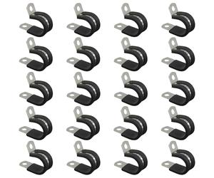 20 PCS Stainless Steel Rubber Cushioned R Shape Clamps,Cable Mounting Hose Pipe Clamps,Rubber Lined P Clips (16mm)