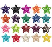 20 Pcs Star Shaped Rattan Balls Decoration, 2.36 Inch Star Shaped Vase Fillers Star Shaped Wicker Balls for Home Decor, Wedding Table (Random Color)