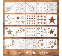 20 Pcs Star Stencils for Painting Reusable PET Craft Templates for Wall | 13x13cm, Various Sizes Stars Template for Fabric, Canvas, Wood and Furniture DIY Home Decor, Holiday and Art Projects