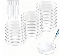 20 Pcs Sterile Plastic Petri Dish Set with Lid with 5 Pcs 3ml Plastic Transfer Pipettes, (60x15mm) Sterile Culture Dishes for Lab Biology Microbiology Studies Science Fair Project