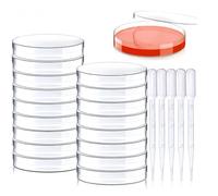 20 Pcs Sterile Plastic Petri Dish Set with Lid with 5 Pcs 3ml Plastic Transfer Pipettes, (90x15mm) Sterile Culture Dishes for Lab Biology Microbiology Studies Science Fair Project