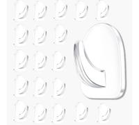 20 Pcs Sticky Hooks, Small Self Adhesive Wall Hooks Stick on for Hanging Heavy Duty, Acrylic Extra Strong Stick on Hooks Without Nails Drill for Kitchen Bathroom Office Refrigerator (Transparent)