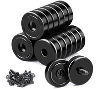 20 Pcs Stong Neodymium Magnets with Holes, 20 mm 35 LBS Black Strong Round Base Cup Magnets Heavy Duty with Countersunk Hole Rare Earth Magnet Pot Magnet with Screws for Mounting, Kitchen