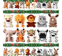 20 Pcs Stuffed Jungle Animals Bulk Mini Safari Stuffed Animals 4.8 Inch Cute Small Plush Jungle Animal Plush Toys Lion Tiger Elephant Giraffe for Safari Themed Party Favors Stuffer Gifts, 10 Styles