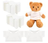20 Pcs Sublimation Blank Bear Clothes Stuffed Animal Toy White Clothing Include 10 Teddy Bear Blank Shirt with 10 Teddy Bear White Hoodie for 14-18 Inch Stuffed Bears Dolls DIY (Color Style 2)