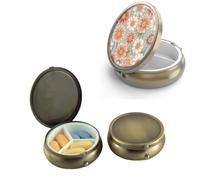 20 pcs Sublimation Blank Metal Pill Case with Mirror Retro 3 Compartment Small Pill Organizer for Purse or Pocket Bronze DIY Heat Tranksfer Print Small Roud Pill Box for Outdoor Travel Gifts