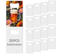 20 Pcs Sublimation Bottle Opener Blanks,White Stainless Steel Beer Opener,Credit Card Size, 2.09x3.35 Inch,Perfect Presents for Christmas, Wedding, Father's Day,Suitable for Bar, Kitchen, Restaurant