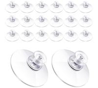 20 pcs Suction Cups, 25 mm Clear Window Suckers for Glass, Sucker Pads with Knurled Nut for Window, Tiles, Wall, Door, Bathroom, Kitchen Suction Holder