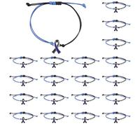 20 Pcs Suicide Prevention Awareness Bracelet Inspirational Bracelets Braided Bracelets Suicide Prevention Awareness Inspirational Favor for Women Men (blue+grey)