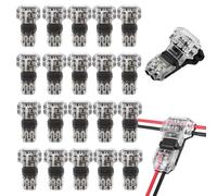20 Pcs T Tap Wire Connectors 12V, 2 Pin 3 Way Quick Splice Low Voltage No Stripping Cable Connector, for 18-22 AWG 0.35-0.75mm² LED Strip, Audio, Vehicles, Heat Resistant Copper Solderless Design