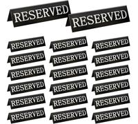 20 Pcs Table Reserved Signs, Double Sided Metal Table Reservation Cards, Formal Party Supplies for Wedding Reception, Christmas, Business, Restaurant, Cafe - Black