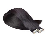 20 Pcs Tape In Hair Extensions Human Hair, 18 in Seamless Straight Black Extensions, Invisible Attachment, Tape Adhesive Hairpieces for Women, Easy to Apply for Length and Volume