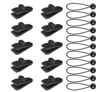 20 Pcs Tarp Clips and Bungee Cord Ball Ties Set - Tarpaulin Clamps with Adjustable Grip & 6 Inch Elastic Tie Downs for Outdoor Camping, Tent, Awning, Canopy, Pool Cover, RV Accessories