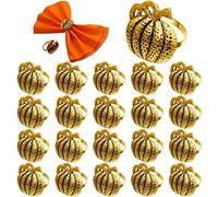 20 Pcs Thanksgiving Pumpkin Napkin Rings Gold Fall Napkin Holders Dinner Table Napkins Rings for Thanksgiving Autumn Harvest Table Family Gatherings Party Decoration