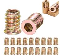 20 Pcs Threaded Inserts for Wood M6x15mm Insert Nuts, Hex Drive Head Carbon Steel Flanged Inserts for Wood Furniture, Manufacturing and DIY Use