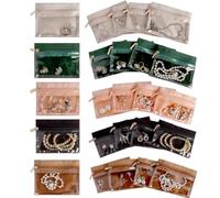 20 Pcs Travel Velvet Jewellery Pouch Jewellery Organiser Bag with Zipper Clear Travel Jewellery Bag for Organizing Necklaces, Bracelets, Rings, and earrings for Travel, Business, Home Organisation