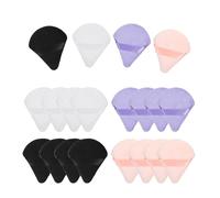 20 Pcs Triangle Powder Puffs for Face | Ultra Soft Velvet Makeup Sponges for Setting Powder & Baking | Professional Under-Eye Foundation Applicator in 4 Colours (Black, White, Purple, Pink) | Wet & Dr