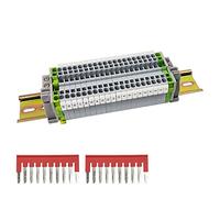 20 pcs UK/2.5B DIN Rail Connection Block Kit for Pluggable Quick Wiring, SRJQXH DIN Rail Terminal Block with 20cm DIN Rail and Grounding Clips, Alligator Clips Do Not Come Loose