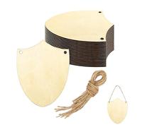 20 Pcs Unfinished Wooden Discs Shield Shaped Tags Ornamentswith Jute String, DIY Craft Project for Holiday, Decorations for Boys Girls and Adult Art Projects, Blank Wood Plaques for Custom Painting